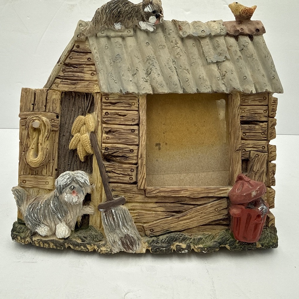 Picture Frame 3D Barn Cabin Animals Cat Dog Bird 2x2 Photo Opening